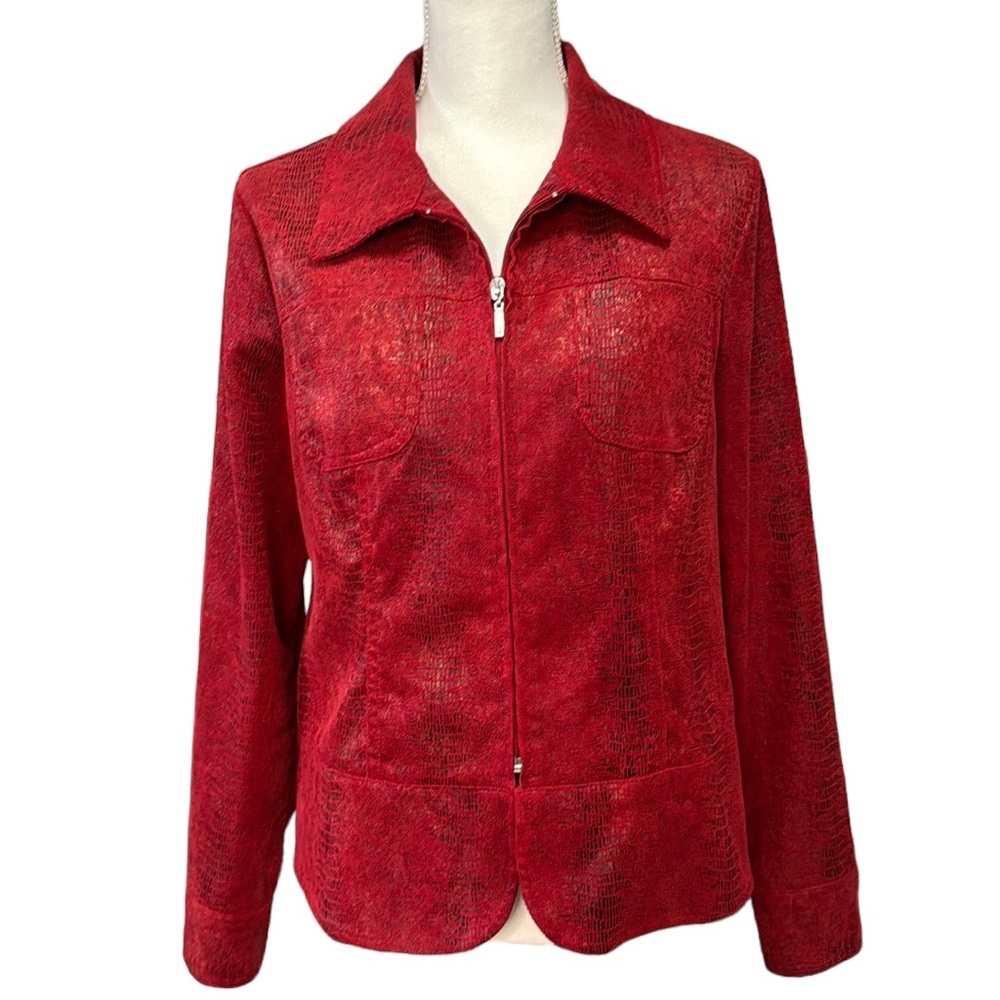 Vintage Erin London | Beautiful Faux Snakeskin Red Suede Metallic Hints Size Med
